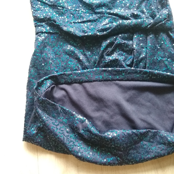 Love Reign Sequined Metallic Blue Tank Strap Lined Bodycon Mini Dress, Medium - Picture 5 of 13